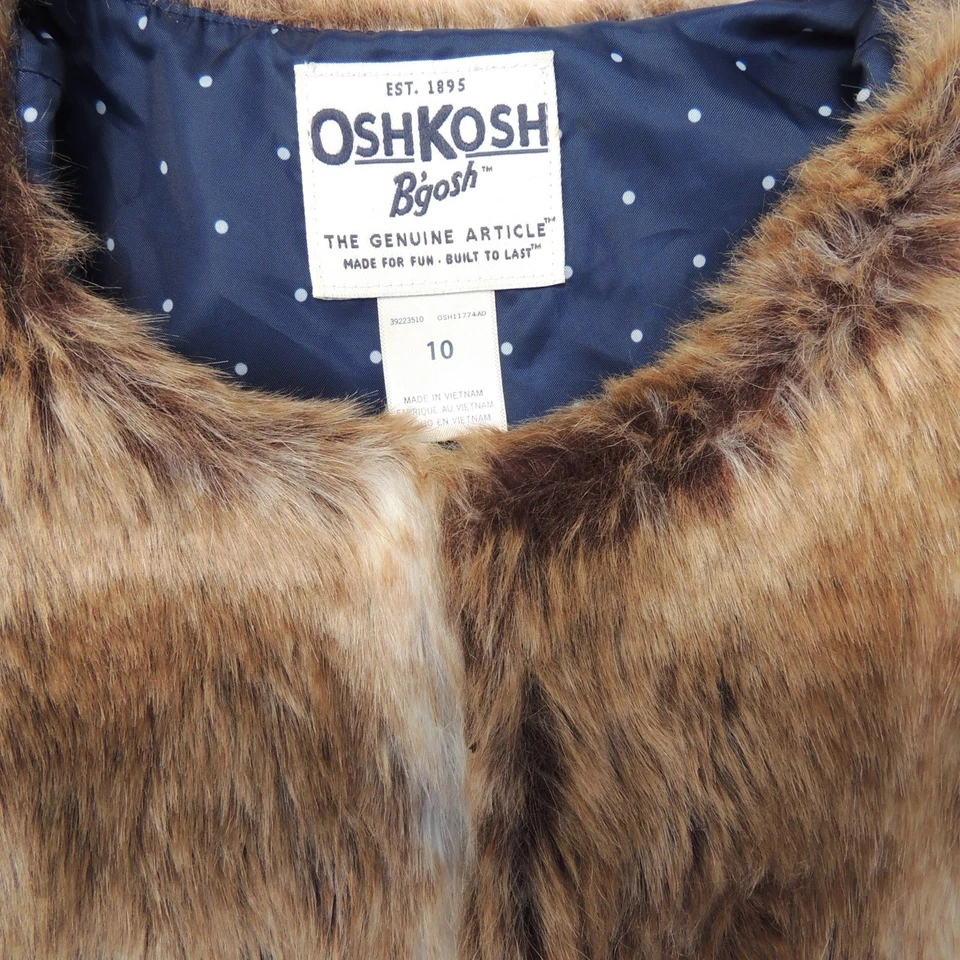 Oshkosh B’Gosh Chaleco de Piel Sintética Niña’s 10 Hermoso Marrón y Tostado Con Faja de Cuero Foto 3 de 4