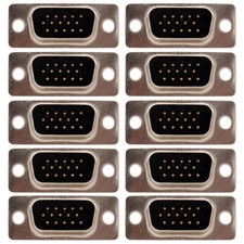 10 Pcs DB15 HD15 D-Sub 15Pin Male Plug Connector SVGA VGA Solder Cup Socket Gold