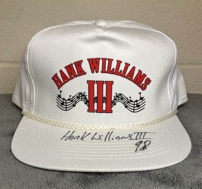 Hank Williams III 3 Signed Autograph Hat SnapBack 1998 White Rope Cap Vintage