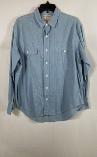 Ralph Lauren Women's Blue Authentic Dungarees Button Up Shirt Cotton Sz 12