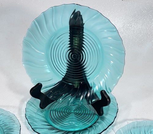 Jeanette Glass Jennyware Swirl Plates 9" Dinner 7.5" Side 6" Bread Two Each 6 PC - Picture 11 of 18