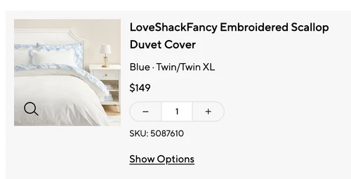 Pottery Barn LoveShackFancy Embroidered Scallop Duvet Cover - Thumbnail 4