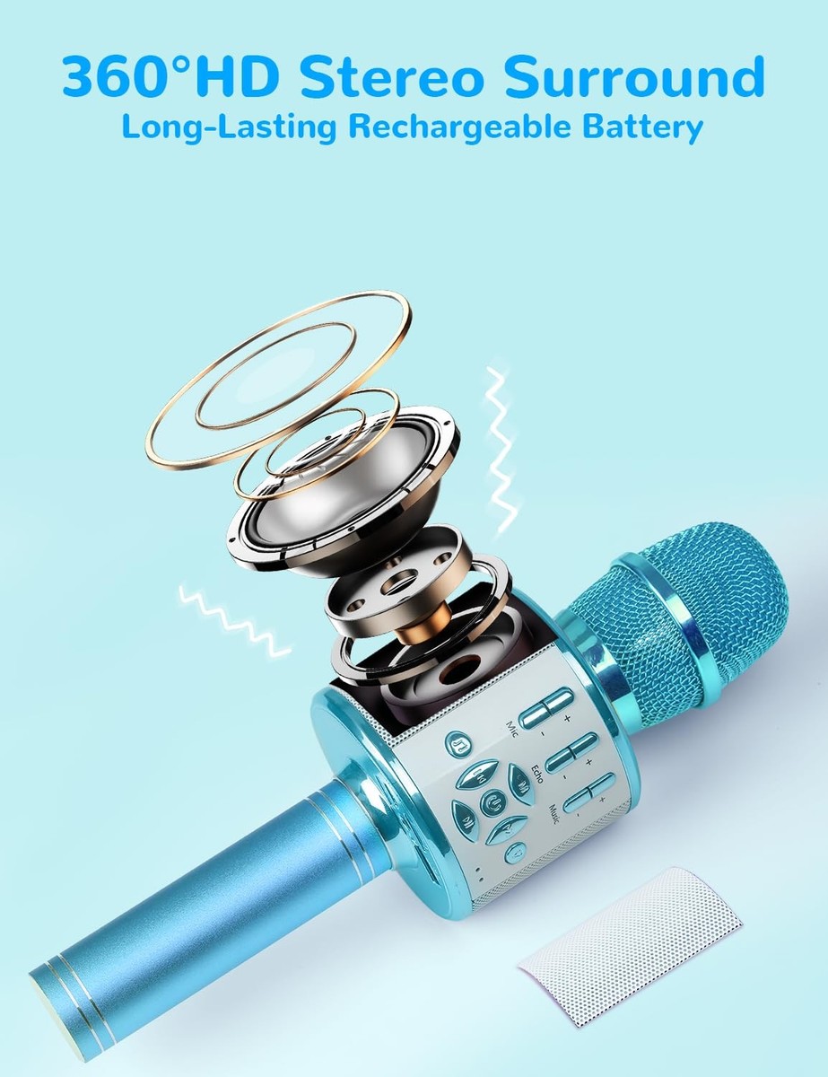 Machine de Karaoké Enfant avec 2 Micro sans Fil, Portable Micro Karaoke