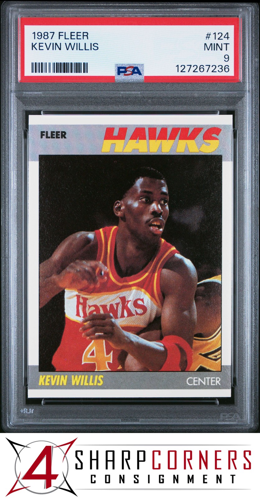 1987 FLEER #124 KEVIN WILLIS HAWKS PSA 9