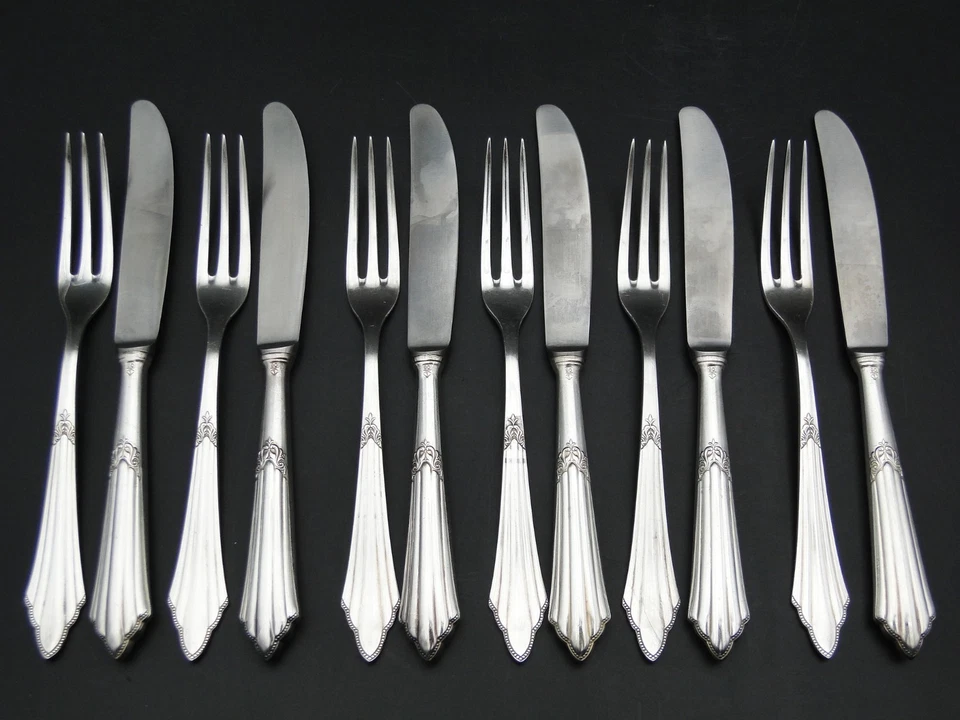 WMF Obstbesteck Fächermuster Modell 900 versilbert Jugendstil 12-teilig - Image 3 of 4