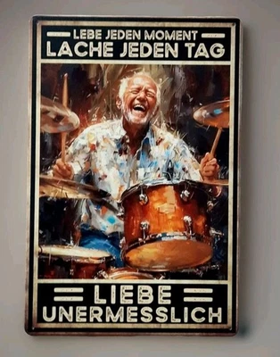 Blechschild Lache jeden Tag Motivation Schlagzeug Geburtstag Geschenk Spruch F52 - Bild 1 von 2