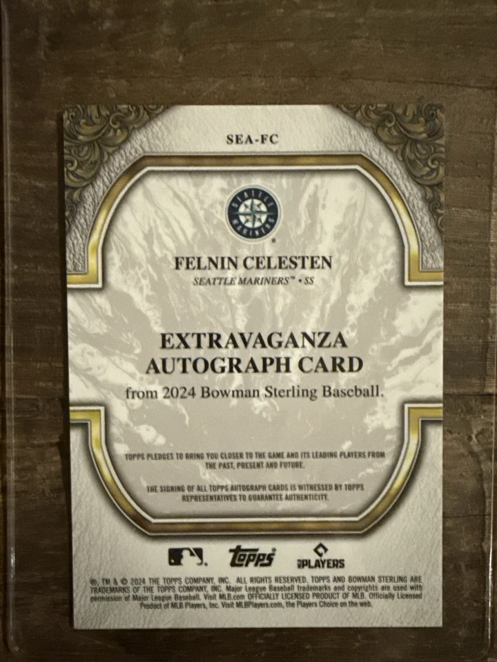 2024 Bowman Sterling Extravaganza Felnin Celesten Auto /10 SSP Mariners - Image 2 of 2