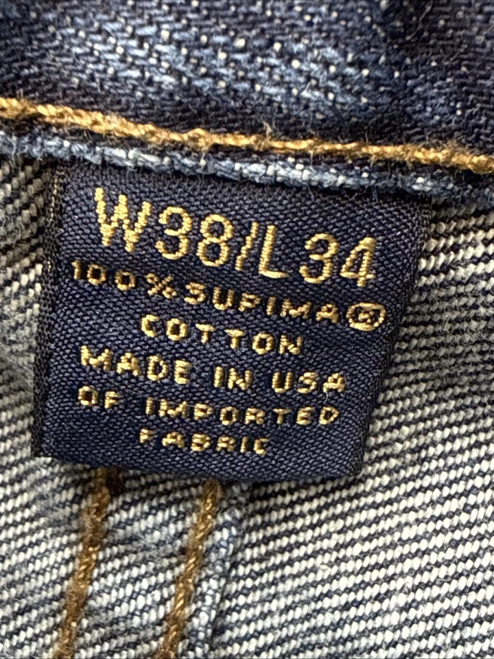 Pantalones de mezclilla Brooks Brothers 1818, para hombre W38xL34, calce ajustado azul HECHOS EN EE. UU. Foto 3 de 4