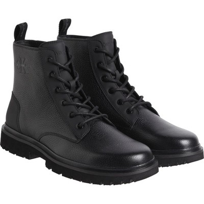 Calvin Klein Jeans Men's Black Leather Mid Ankle Boots Casual YM0YM007510GJ