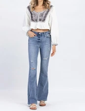 Judy Blue High Waist Destroyed Flare Jeans Denim