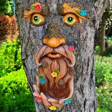 Mood Lab Tree Face Decor - Outdoor Bird Feeder - Old Man Multicolor 