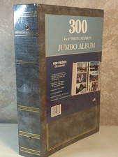 Vtg Photo Album 300 Slip-In Pocket 3 Ring Grey 4x6 New 100 Pages Holson