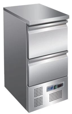 KBS GASTROTECHNIK GMBH KBS Mini Kühlschrank 440 x 700 mm Kühltisch 343006 Edelstahl 2 Schubladen Neu