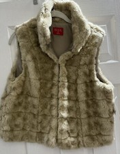 Elle - Women's Beige Swirl Faux Fur Vest - Size Med New!