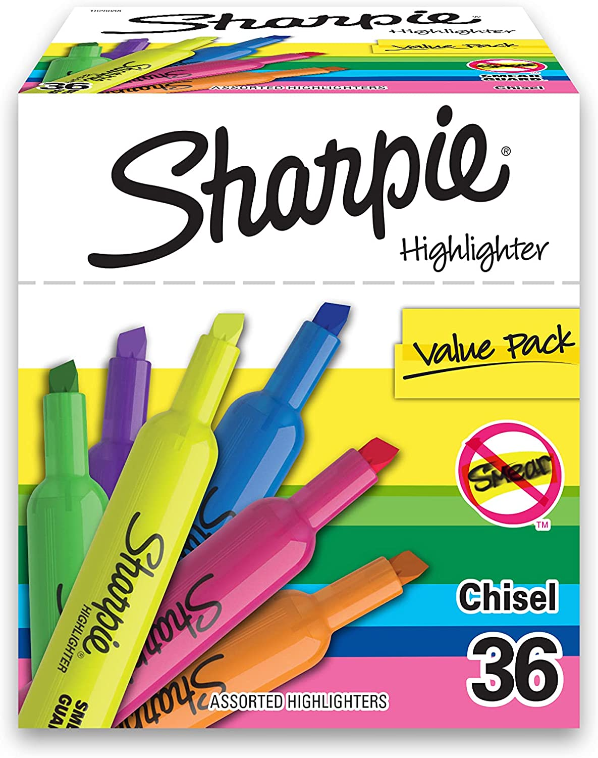 Fluorescent and Pastel Chisel Tip Tank Highlighters for Vibrant Marking-image