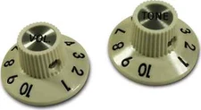 Kluson "Witch Hat" Volume and Tone Knob Set Solid Shaft Antique White