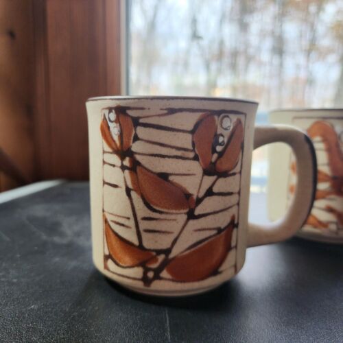 4 Vintage Mid Century Modern Floral Steinzeug Hergestellt in Japan Otagiri-Stil Becher 8 Unzen - Bild 5 von 10
