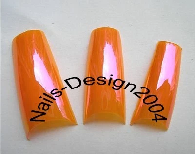 WORLD OF NAILS-DESIGN LTD. Trend: Chrome Tips Rainbow Nageltips Spiegel Effekt 50 er Box - Metallic Orange