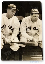 TIN SIGN Babe Ruth & Lou Gehrig, Yankees Baseball, History, Retro, Décor, A228