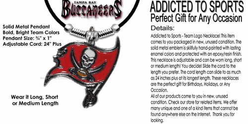 FREE SHIP TAMPA BAY BUCCANEERS NECKLACE 24" MALE FEMALE GIFT FOOTBALL NFL B' - Picture 3 of 14