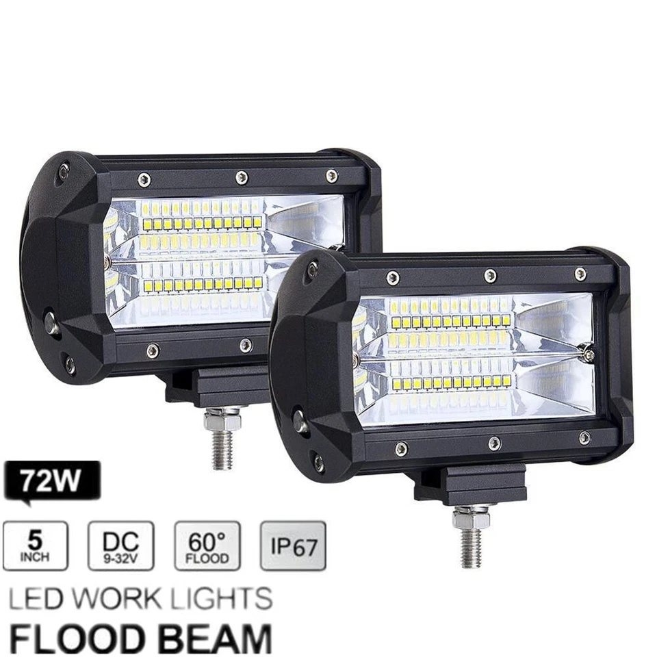 2 Piezas 5 Pulgadas 72W LED Luz de Trabajo Barra Inundación Coche Vainas Niebla Lámpara de Conducción Impermeable Foto 2 de 4