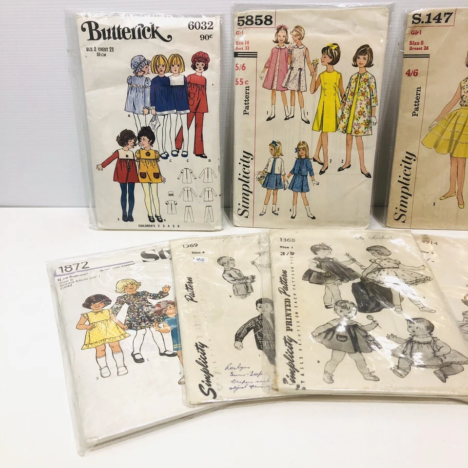 Simplicity Butterick Sewing Patterns x 7 Childrens Vtg 60s Retro Fashion Bundle - Image 3 of 4
