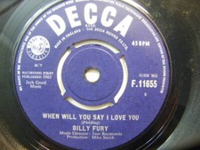 Billy Fury – When Will You Say I Live You 1963 7” Decca F 11655 Billy Fury – When Will You Say I Live You 1963 7” Decca F 11655
