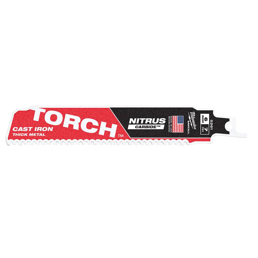 Milwaukee 6 in. 7 TPI TORCH Nitrus Carbide Teeth Thick Metal Cutting SAWZALL Rec