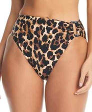 Bar III Night and Day Cheetah-Print Bikini Bottoms Womens Size M Full Coverage