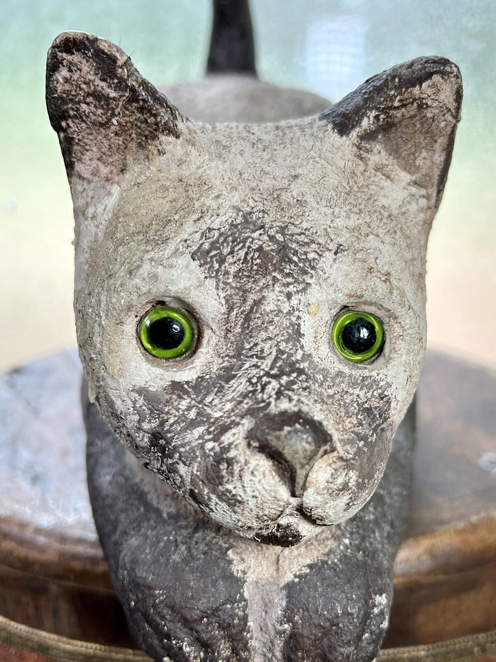 Figura Estatua Gato Jardín Piedra Caliza Fundida Seca De Colección •11”D •11 Lbs •Importada/Inglaterra Foto 4 de 4