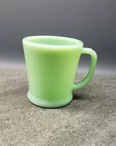 RARE Vintage Fire King anchor hocking Jadeite flat bottom D Handle Mug 