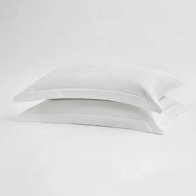 Garnier Thiebaut White King Pillow Shams Set-2 Satin Cotton Bordeaux Hotel...