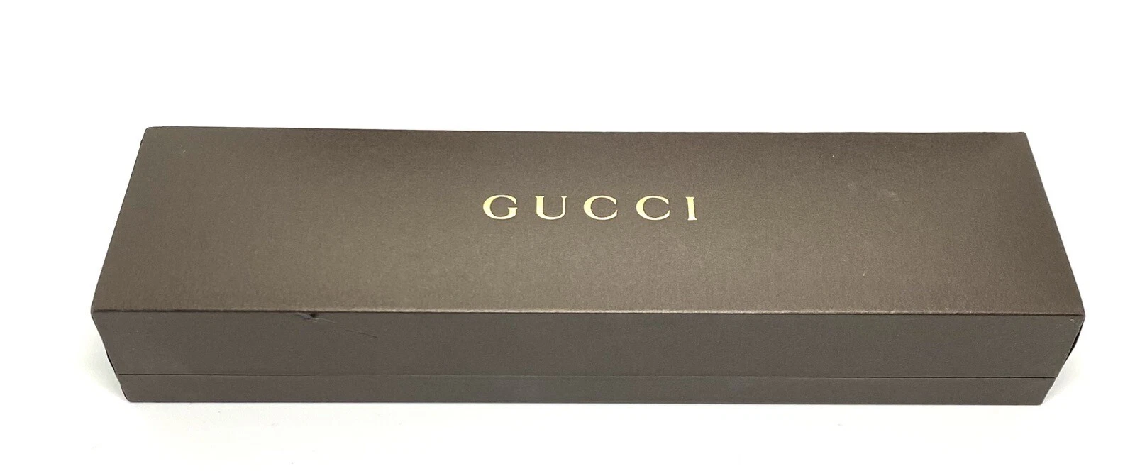 Boîte de présentation longue vide vintage Gucci marron pour montre ou bracelet 10,3/8”