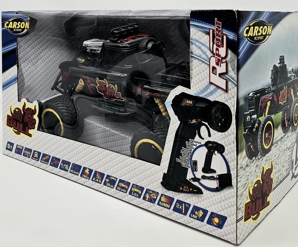 Carson Bad Bull RC Truck 1:16 20 km/h 2WD ferngesteuert LED Beleuch... NEU & OVP - Bild 2 von 4