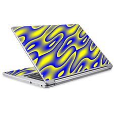 Skins for Acer Chromebook R-13 Decals wrap Neon Blue Yellow trippy