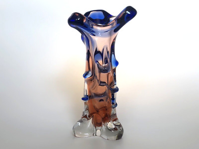 Mstisov Glassworks Czech Art Glass Vase Niagara Collection by Frantisek Zemek