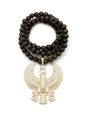 New Egyptian Horus Bird God Pendant 8mm/30 Wooden Beads Fashion Necklace RC3867