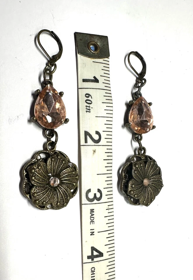 Lote de collar y pendientes gruesos de cerámica de plástico vidrio marrón tono cobre Foto 4 de 4