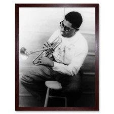 Music Vintage Photography Portrait Dizzy Gillespie Trumpet Legend Framed Print