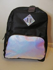 OMG Accessories Black Pearl Hologram Backpack 16" x 12" x 5"