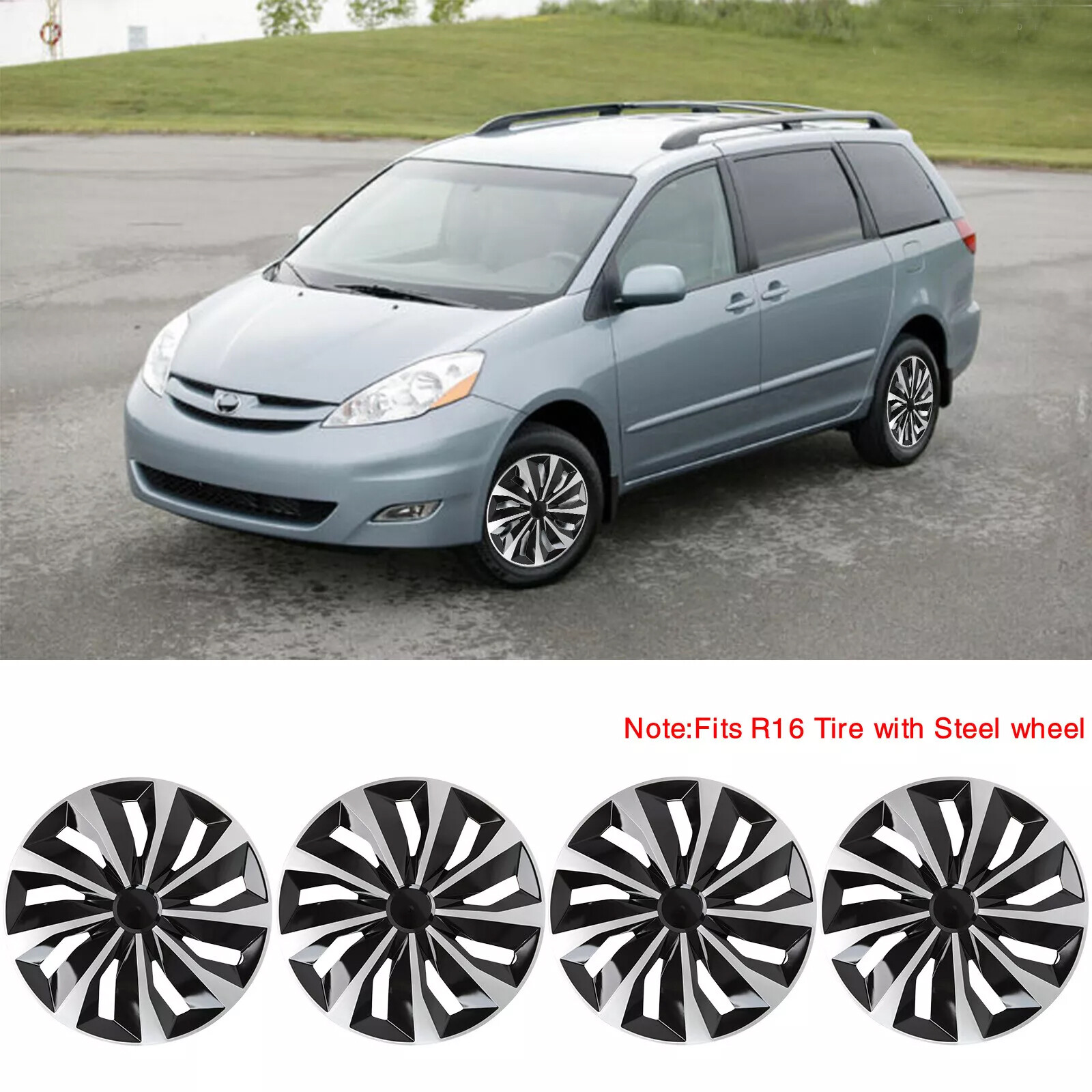 Toyota Sienna 16-Inch Snap-On Hubcaps for Steel Rims R16