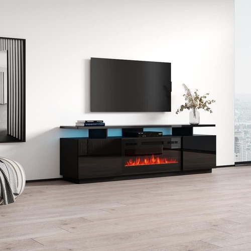 Meble Eva KBL TV Stand with Electric Fireplace, LED Lights, Grey Finish - Picture 9 of 28