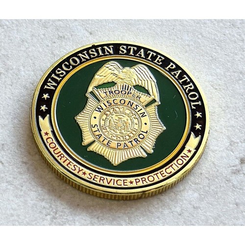 Moneda Desafío Patrulla Estatal de Wisconsin con Estuche Especial de Terciopelo - Imagen 2 de 7