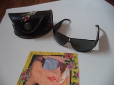 Gunmetal Wrap Around Ed Hardy Sunglasses With Decorative Case And Cleaning Cloth