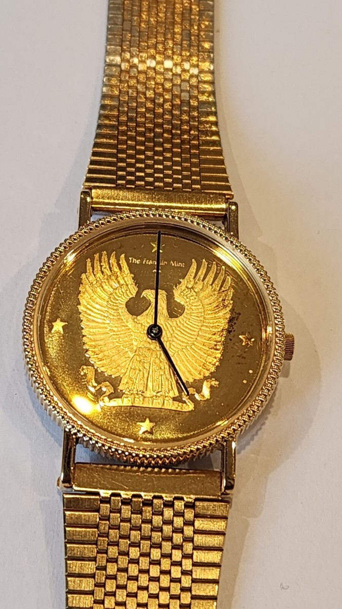 Franklin Mint Eagle Sterling Silver Dial Gold Plated Watch 1988 | eBay