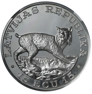 LATVIA 15 Ecu 1993 Silver 1oz NGC PF67UC 'Lynx' | eBay
