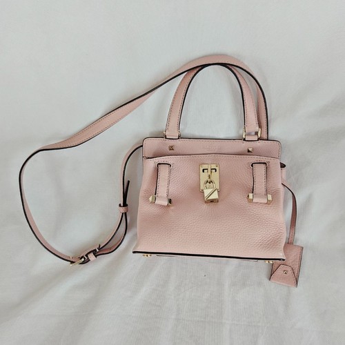 Valentino Pink Textured Leather Crossbody Bag Gold Padlock & Key