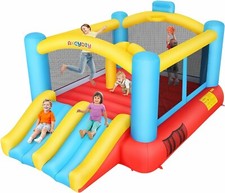 Inflatable Bounce House Jumping Castle for Kids Playing w/ 2 Slide, 470W Blower