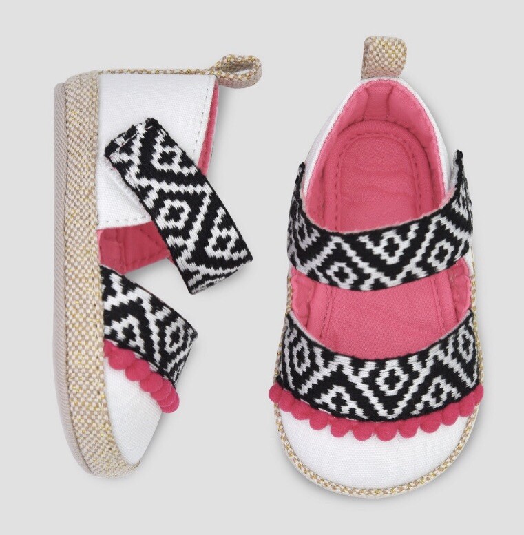 Sandalias de alpargata con pompones para bebés niñas - Cat & Jack blancas 6-9M ¡Envío rápido con etiquetas!