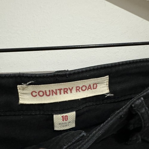 Country Road Womens Black Skinny Leg Jeans Size 10 Casual Cotton Zip Detail - Picture 4 of 10